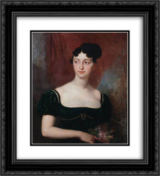 Maria Nikolaevna Yakovleva 20x22 Black Ornate Wood Framed Art Print Poster with Double Matting by Borovikovsky, Vladimir