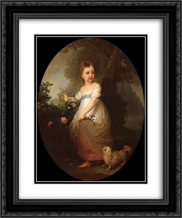 Naryshkina Elena 20x24 Black Ornate Wood Framed Art Print Poster with Double Matting by Borovikovsky, Vladimir