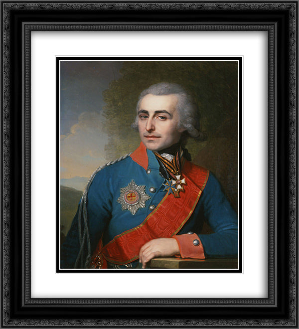 Portrait of General adjutant Count Pyotr Tolstoy 20x22 Black Ornate Wood Framed Art Print Poster with Double Matting by Borovikovsky, Vladimir