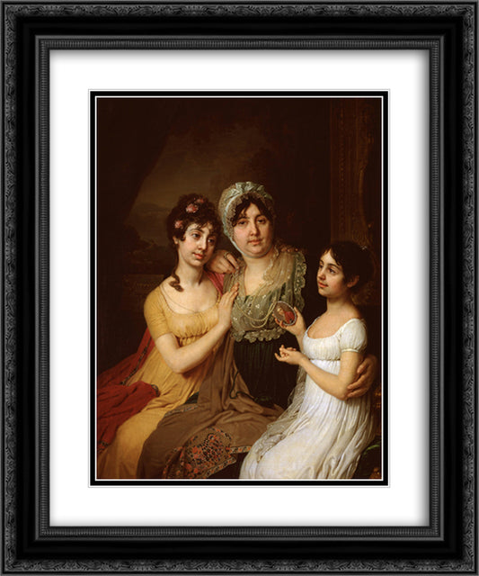Portrait of A.I. Bezborodko with daughters 20x24 Black Ornate Wood Framed Art Print Poster with Double Matting by Borovikovsky, Vladimir
