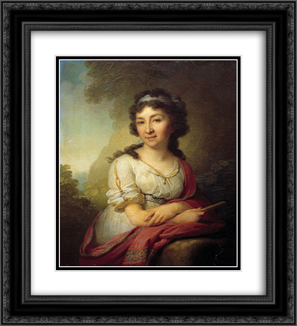 Portrait of Catherine Vasilevny Torsukovoy 20x22 Black Ornate Wood Framed Art Print Poster with Double Matting by Borovikovsky, Vladimir
