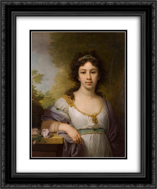 Portrait of a member of the Chidbov Family 20x24 Black Ornate Wood Framed Art Print Poster with Double Matting by Borovikovsky, Vladimir