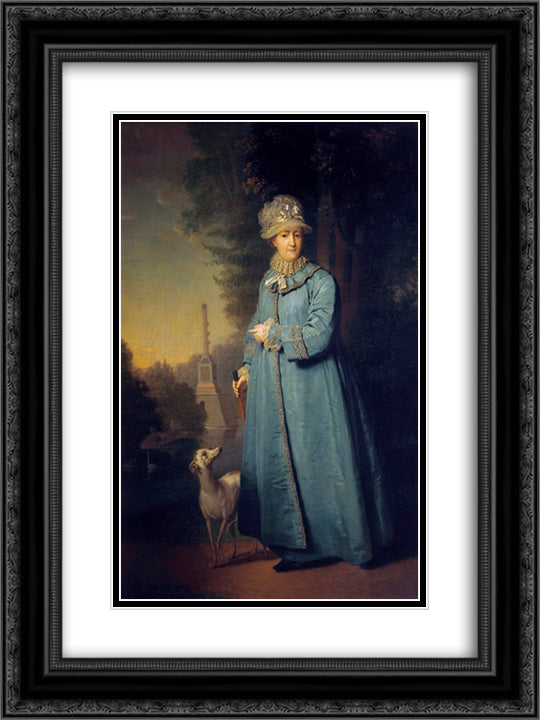 Portrait of Catherine II, Empress of Russia 18x24 Black Ornate Wood Framed Art Print Poster with Double Matting by Borovikovsky, Vladimir