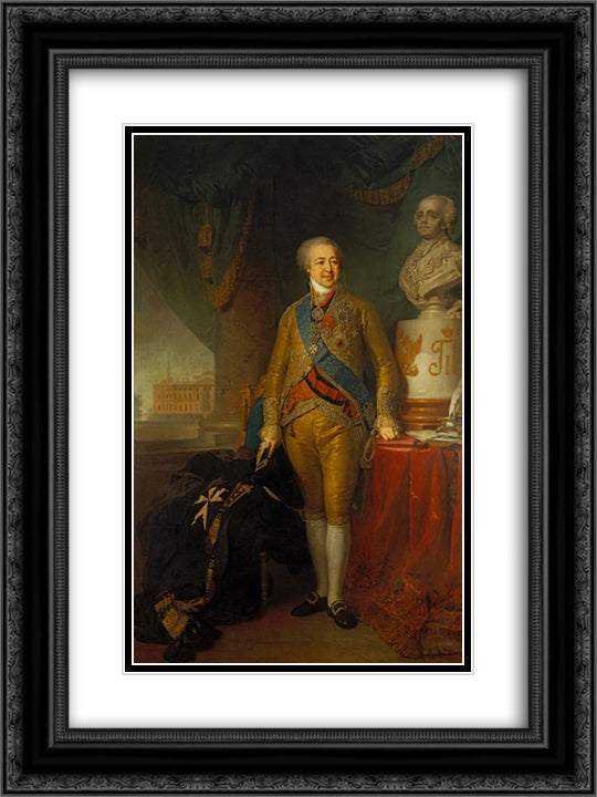 Portrait of Count Alexander Kurakin 18x24 Black Ornate Wood Framed Art Print Poster with Double Matting by Borovikovsky, Vladimir