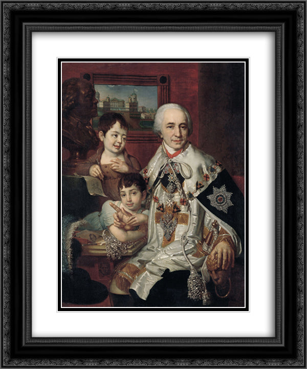 Portrait of Count G.G. Kushelev 20x24 Black Ornate Wood Framed Art Print Poster with Double Matting by Borovikovsky, Vladimir