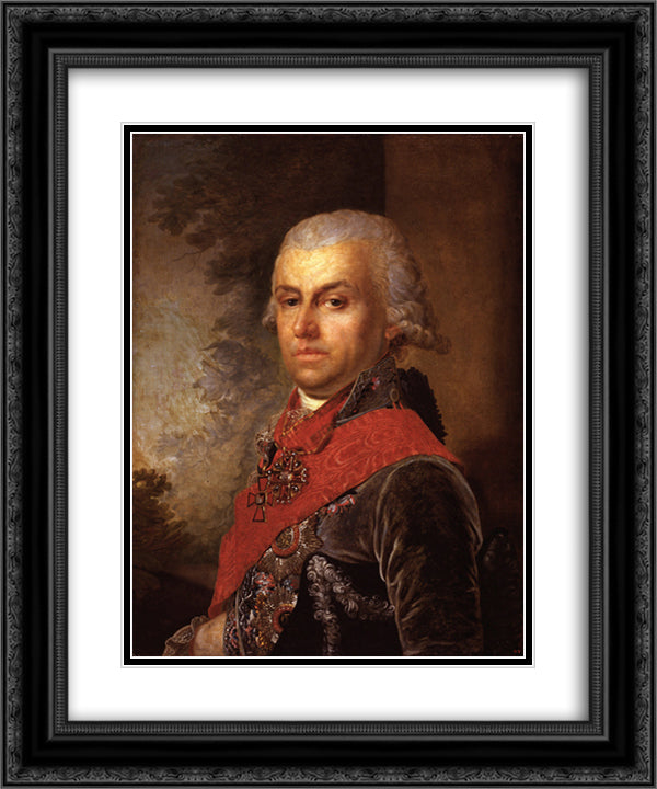 Portrait of D. P. Troschinsky 20x24 Black Ornate Wood Framed Art Print Poster with Double Matting by Borovikovsky, Vladimir