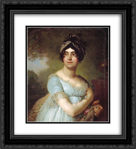 Portrait of Daria Semyonovna Baratoff 20x22 Black Ornate Wood Framed Art Print Poster with Double Matting by Borovikovsky, Vladimir