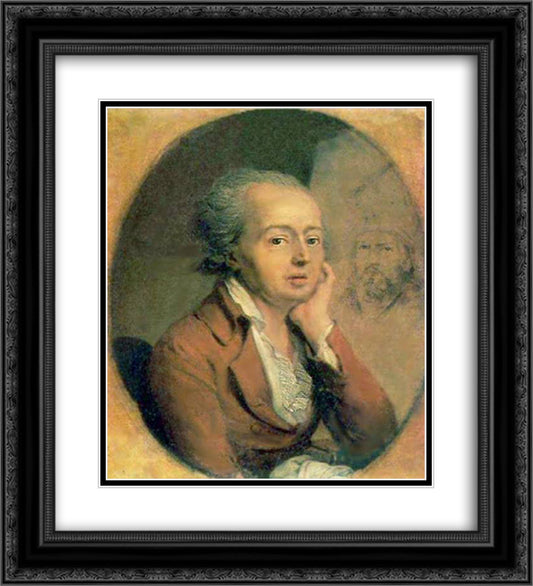 Portrait of Dmitry Levitzky 20x22 Black Ornate Wood Framed Art Print Poster with Double Matting by Borovikovsky, Vladimir