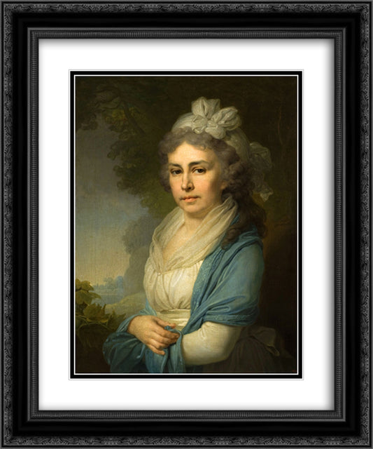 Portrait of E. I. Nekludova 20x24 Black Ornate Wood Framed Art Print Poster with Double Matting by Borovikovsky, Vladimir
