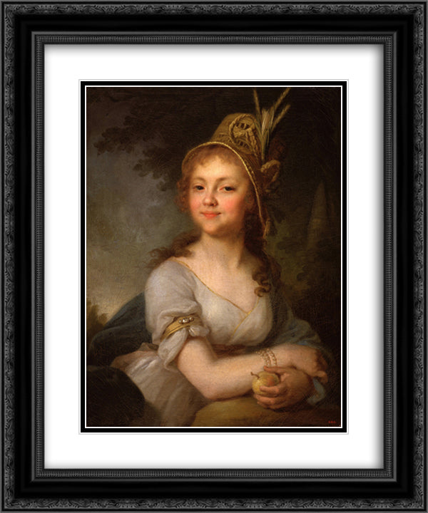 Portrait of E. N. Arsenyeva 20x24 Black Ornate Wood Framed Art Print Poster with Double Matting by Borovikovsky, Vladimir