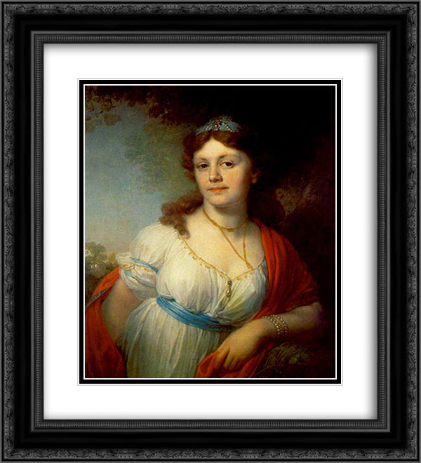 Portrait of E Temkina 20x22 Black Ornate Wood Framed Art Print Poster with Double Matting by Borovikovsky, Vladimir