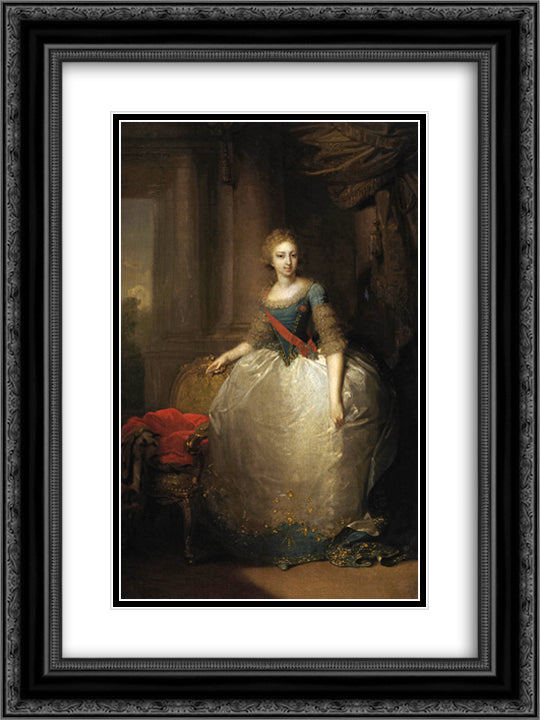 Portrait of Elena Pavlovna 18x24 Black Ornate Wood Framed Art Print Poster with Double Matting by Borovikovsky, Vladimir