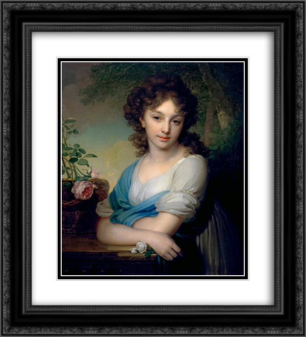 Portrait of Elena Alexandrovna Naryshkina 20x22 Black Ornate Wood Framed Art Print Poster with Double Matting by Borovikovsky, Vladimir