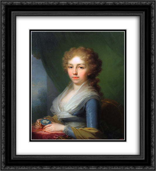 Portrait of Empress Elisabeth Alexeievna 20x22 Black Ornate Wood Framed Art Print Poster with Double Matting by Borovikovsky, Vladimir