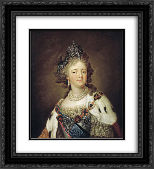 Portrait of Empress Maria Fyodorovna 20x22 Black Ornate Wood Framed Art Print Poster with Double Matting by Borovikovsky, Vladimir