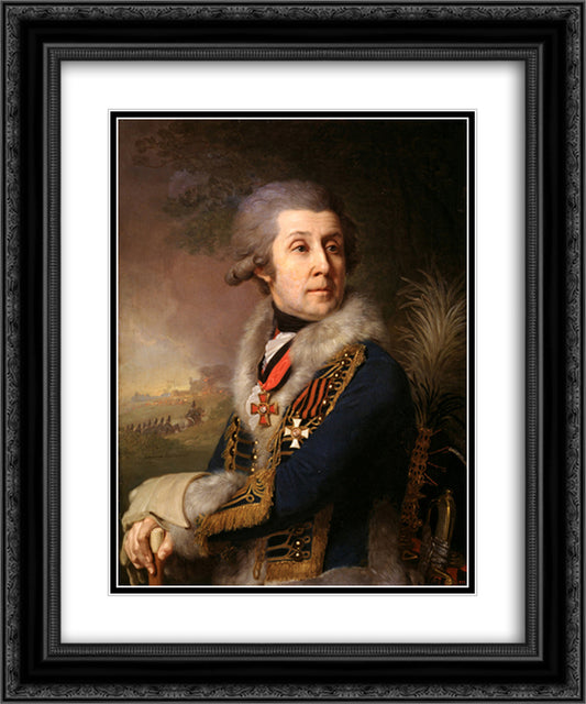 Portrait of F. A. Borovsky 20x24 Black Ornate Wood Framed Art Print Poster with Double Matting by Borovikovsky, Vladimir