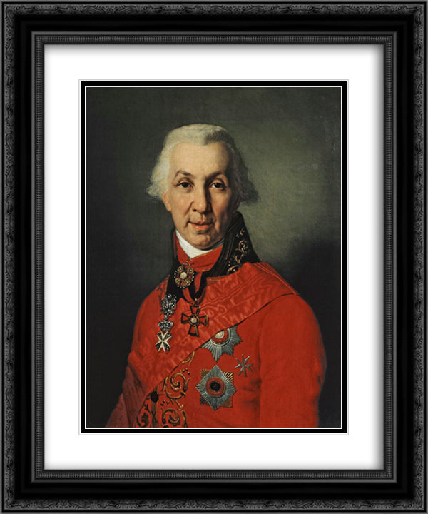 Portrait of Gavrila Romanovich Derzhavin 20x24 Black Ornate Wood Framed Art Print Poster with Double Matting by Borovikovsky, Vladimir