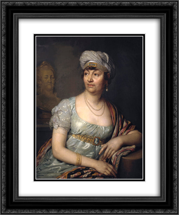 Portrait of Germaine de Stael 20x24 Black Ornate Wood Framed Art Print Poster with Double Matting by Borovikovsky, Vladimir