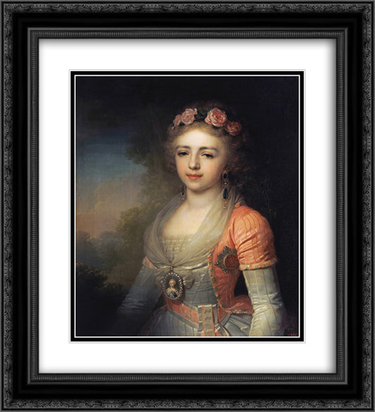 Portrait of Grand Duchess Alexandra 20x22 Black Ornate Wood Framed Art Print Poster with Double Matting by Borovikovsky, Vladimir