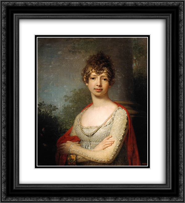 Portrait of Grand Duchess Maria Pavlovna 20x22 Black Ornate Wood Framed Art Print Poster with Double Matting by Borovikovsky, Vladimir