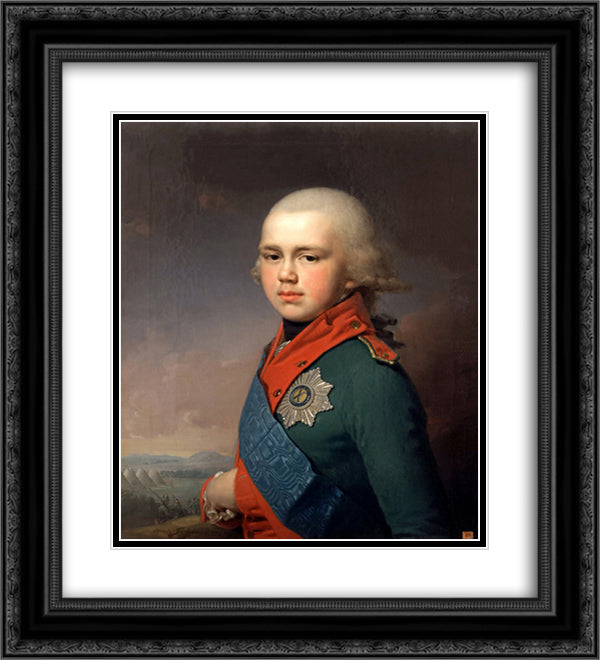 Portrait of Grand Duke Konstantin Pavlovich 20x22 Black Ornate Wood Framed Art Print Poster with Double Matting by Borovikovsky, Vladimir