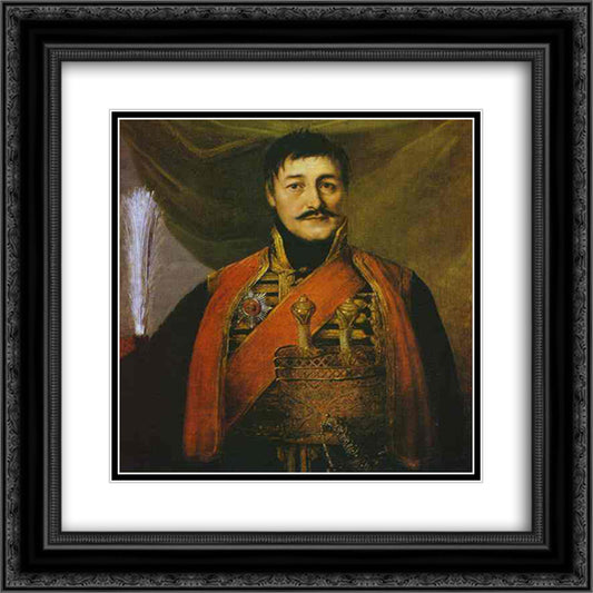 Portrait of Karadjordge 20x20 Black Ornate Wood Framed Art Print Poster with Double Matting by Borovikovsky, Vladimir
