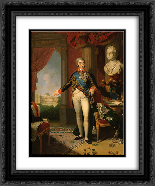 Portrait of Nikolai Sheremetev 20x24 Black Ornate Wood Framed Art Print Poster with Double Matting by Borovikovsky, Vladimir