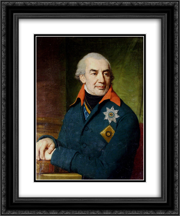 Portrait of Prince G S Volkonsky 20x24 Black Ornate Wood Framed Art Print Poster with Double Matting by Borovikovsky, Vladimir