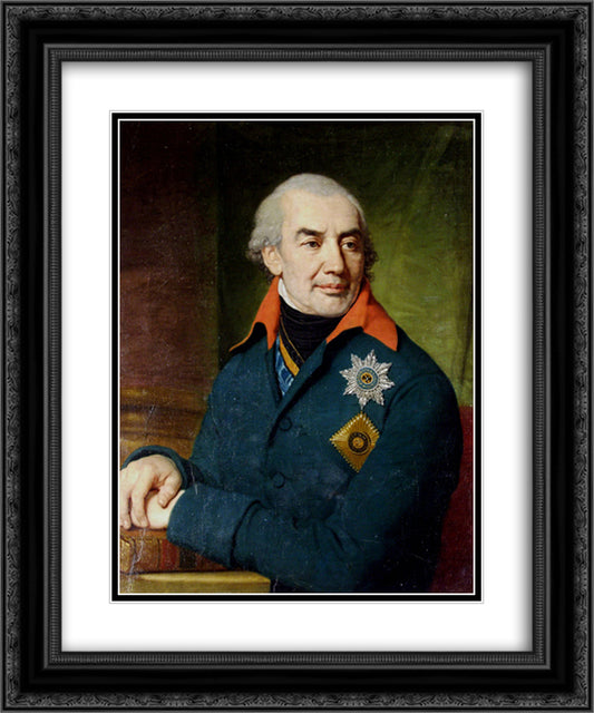 Portrait of Prince G S Volkonsky 20x24 Black Ornate Wood Framed Art Print Poster with Double Matting by Borovikovsky, Vladimir