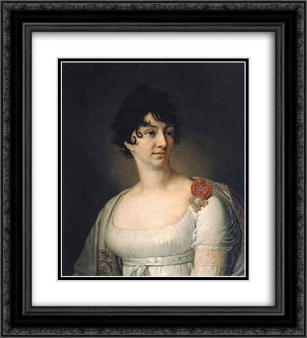 Portrait of S. A. Rayevskaya 20x22 Black Ornate Wood Framed Art Print Poster with Double Matting by Borovikovsky, Vladimir