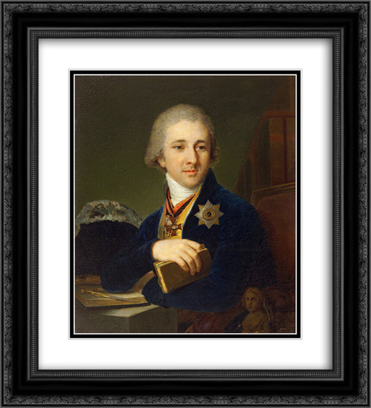Portrait of the author Alexander Labsin 20x22 Black Ornate Wood Framed Art Print Poster with Double Matting by Borovikovsky, Vladimir