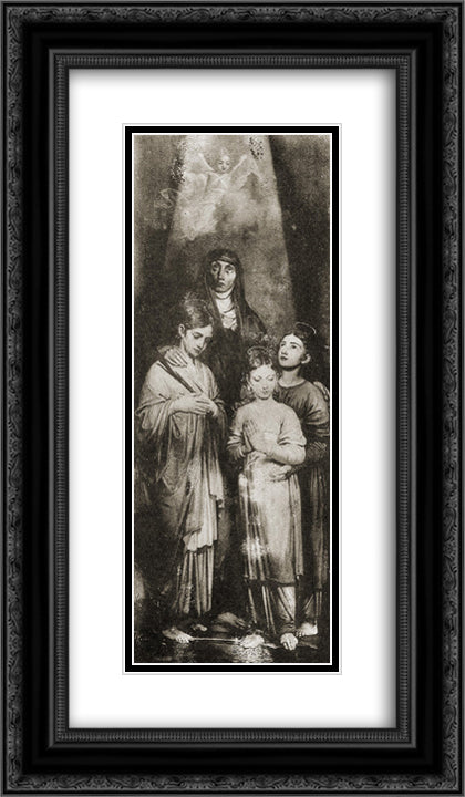 Sofia, Vera, Nadezda i Lubov 14x24 Black Ornate Wood Framed Art Print Poster with Double Matting by Borovikovsky, Vladimir