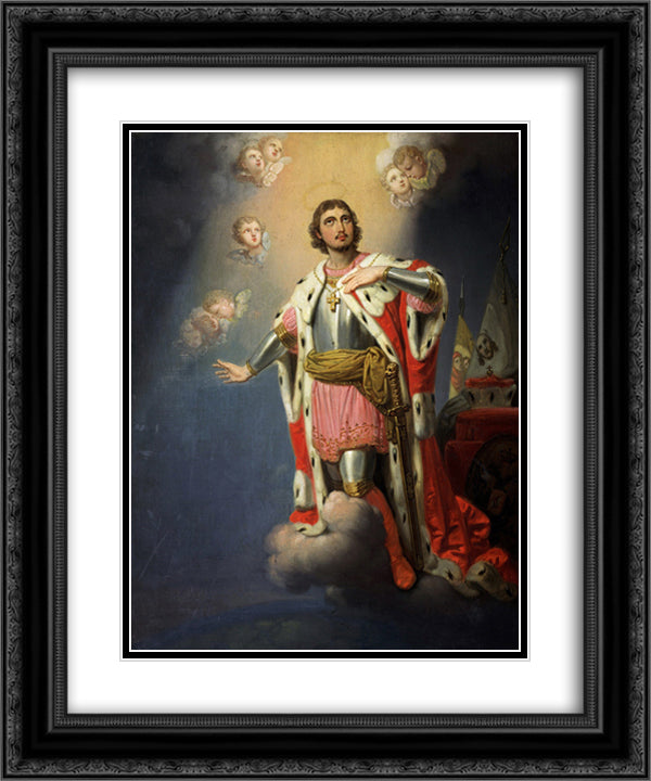 St. Alexander Nevsky 20x24 Black Ornate Wood Framed Art Print Poster with Double Matting by Borovikovsky, Vladimir