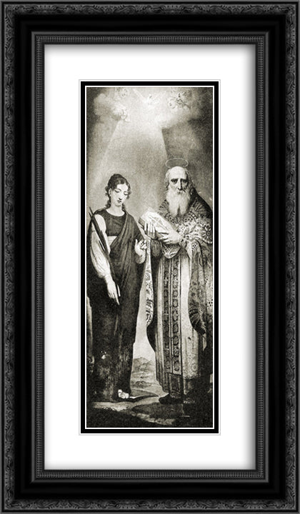 St. Juliana 14x24 Black Ornate Wood Framed Art Print Poster with Double Matting by Borovikovsky, Vladimir