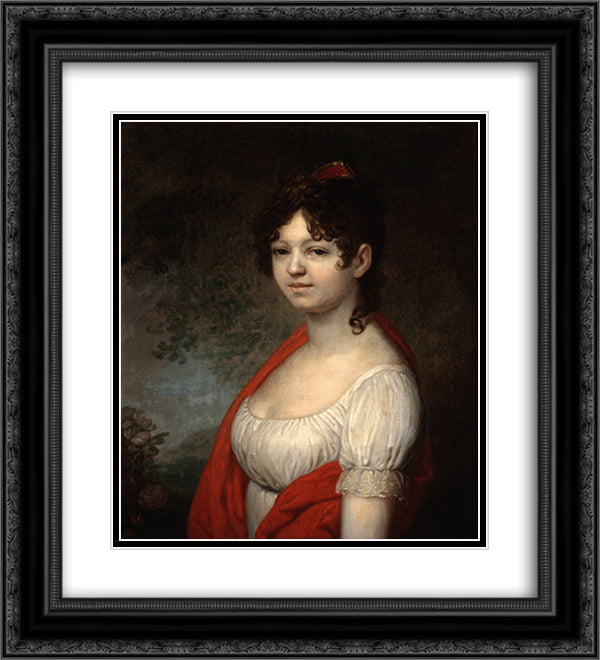 Varvara Andreyevna Tomilova 20x22 Black Ornate Wood Framed Art Print Poster with Double Matting by Borovikovsky, Vladimir
