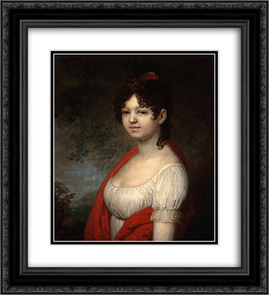 Varvara Andreyevna Tomilova 20x22 Black Ornate Wood Framed Art Print Poster with Double Matting by Borovikovsky, Vladimir