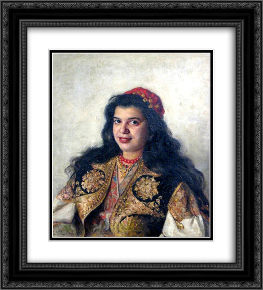 A gypsy lady 20x22 Black Ornate Wood Framed Art Print Poster with Double Matting by Makovsky, Vladimir