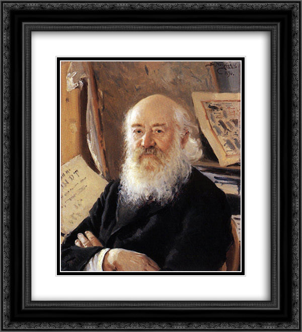 A portrait of Dmitry Rovinsky 20x22 Black Ornate Wood Framed Art Print Poster with Double Matting by Makovsky, Vladimir