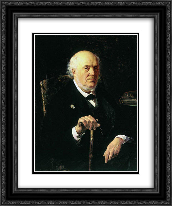 A portrait of E. I. Makovsky 20x24 Black Ornate Wood Framed Art Print Poster with Double Matting by Makovsky, Vladimir