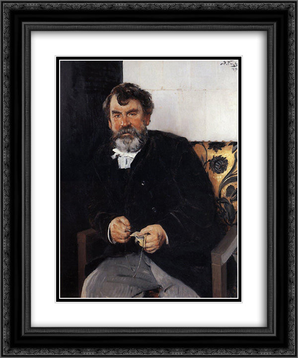A portrait of E. S. Sorokin 20x24 Black Ornate Wood Framed Art Print Poster with Double Matting by Makovsky, Vladimir