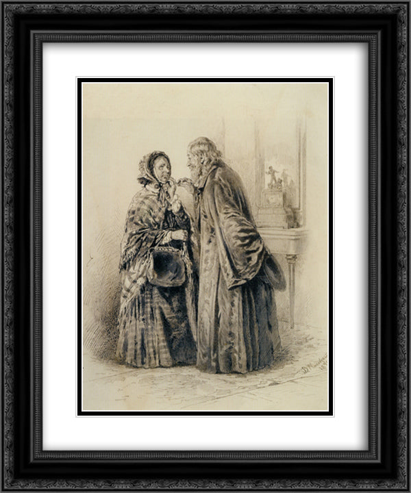 A Private Conversation 20x24 Black Ornate Wood Framed Art Print Poster with Double Matting by Makovsky, Vladimir