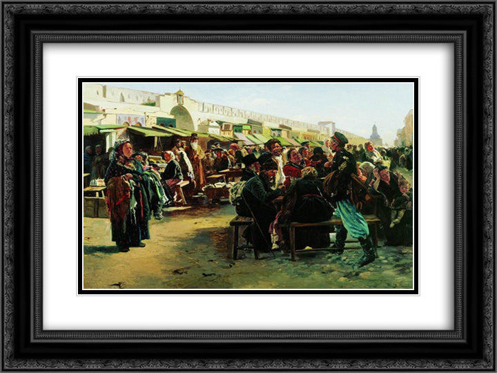 At Noon 24x18 Black Ornate Wood Framed Art Print Poster with Double Matting by Makovsky, Vladimir