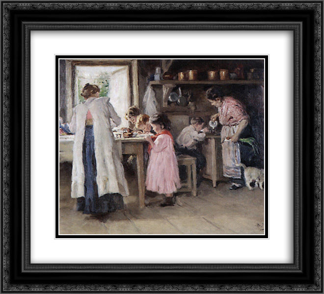 At the kitchen 22x20 Black Ornate Wood Framed Art Print Poster with Double Matting by Makovsky, Vladimir
