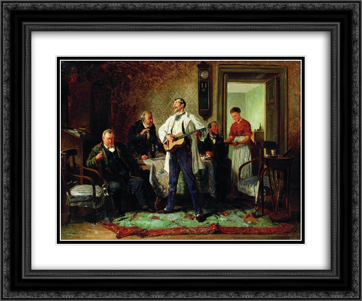 Buddies 24x20 Black Ornate Wood Framed Art Print Poster with Double Matting by Makovsky, Vladimir