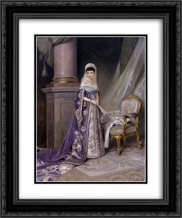 Empress Maria Feodorovna 20x24 Black Ornate Wood Framed Art Print Poster with Double Matting by Makovsky, Vladimir