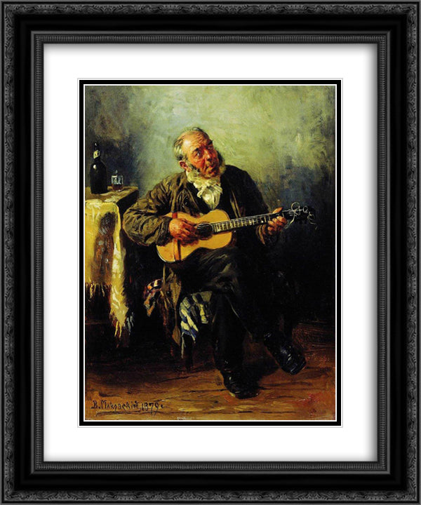 Guitar player 20x24 Black Ornate Wood Framed Art Print Poster with Double Matting by Makovsky, Vladimir