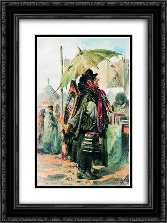 Lover of of antiquity 18x24 Black Ornate Wood Framed Art Print Poster with Double Matting by Makovsky, Vladimir