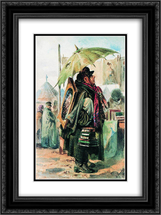 Lover of of antiquity 18x24 Black Ornate Wood Framed Art Print Poster with Double Matting by Makovsky, Vladimir