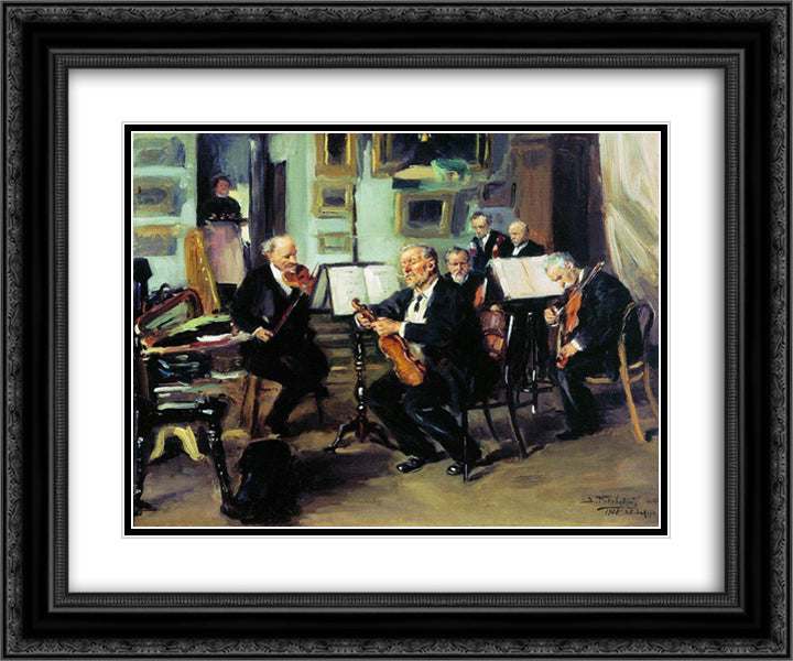 Musical Evening 24x20 Black Ornate Wood Framed Art Print Poster with Double Matting by Makovsky, Vladimir