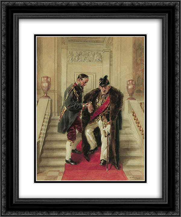 On the grand staircase 20x24 Black Ornate Wood Framed Art Print Poster with Double Matting by Makovsky, Vladimir